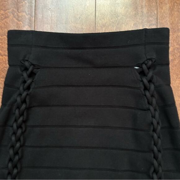 Express Black Women's Bandage Skirt With Braided Details, Bodycon, Size XS, NWT - Picture 6 of 12